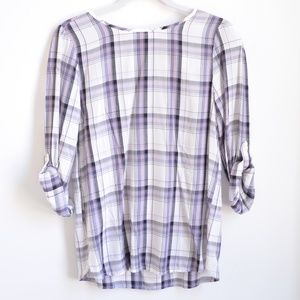 Loft Plaid Blouse NWT